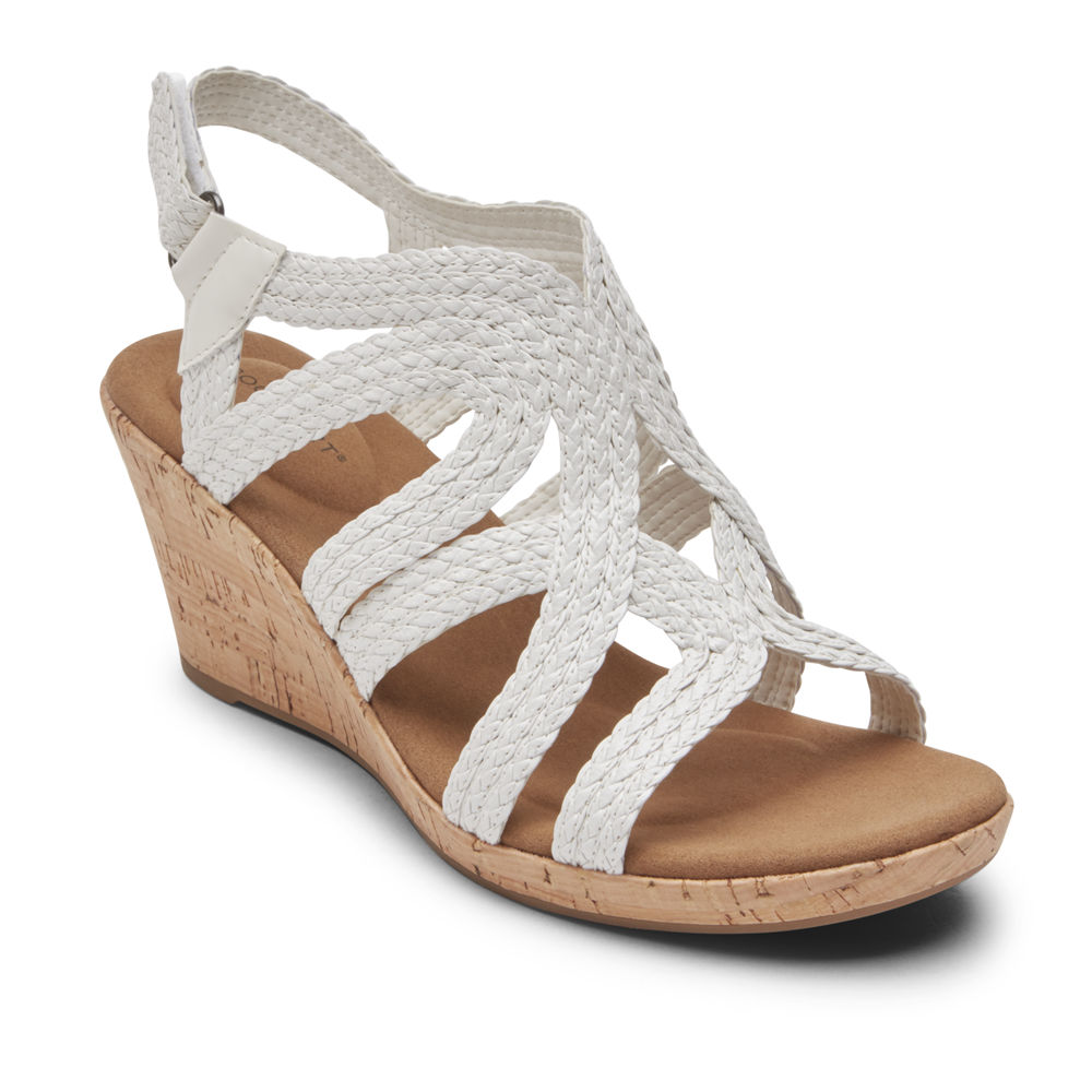 Sandalias Rockport Mujer Mexico - Briah Braided Blancos - GYVTJ9173